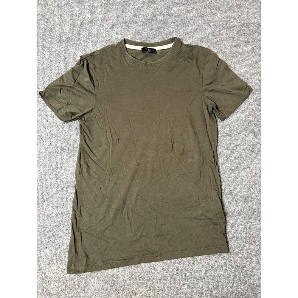 Ted Baker Shirt Mens S Army Green Short Sleeve Crew Neck Jersey Tee Casual